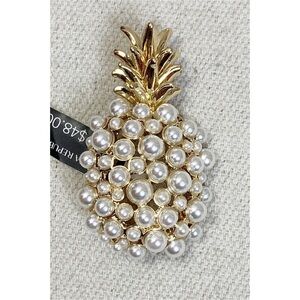 Banana Republic Goldtone white Pearl Pineapple Brooch Pin